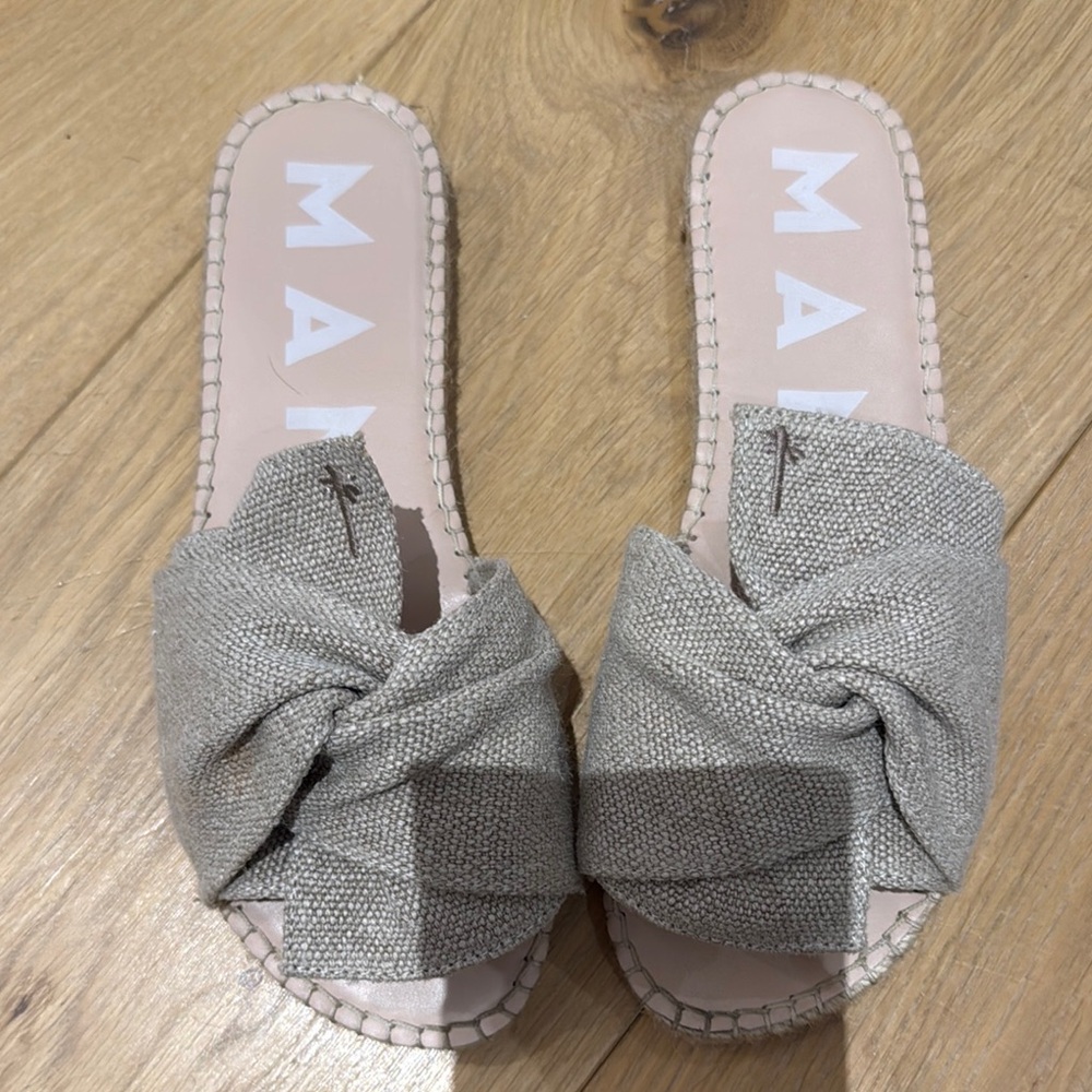 Tan linen Women's Slide Sandals